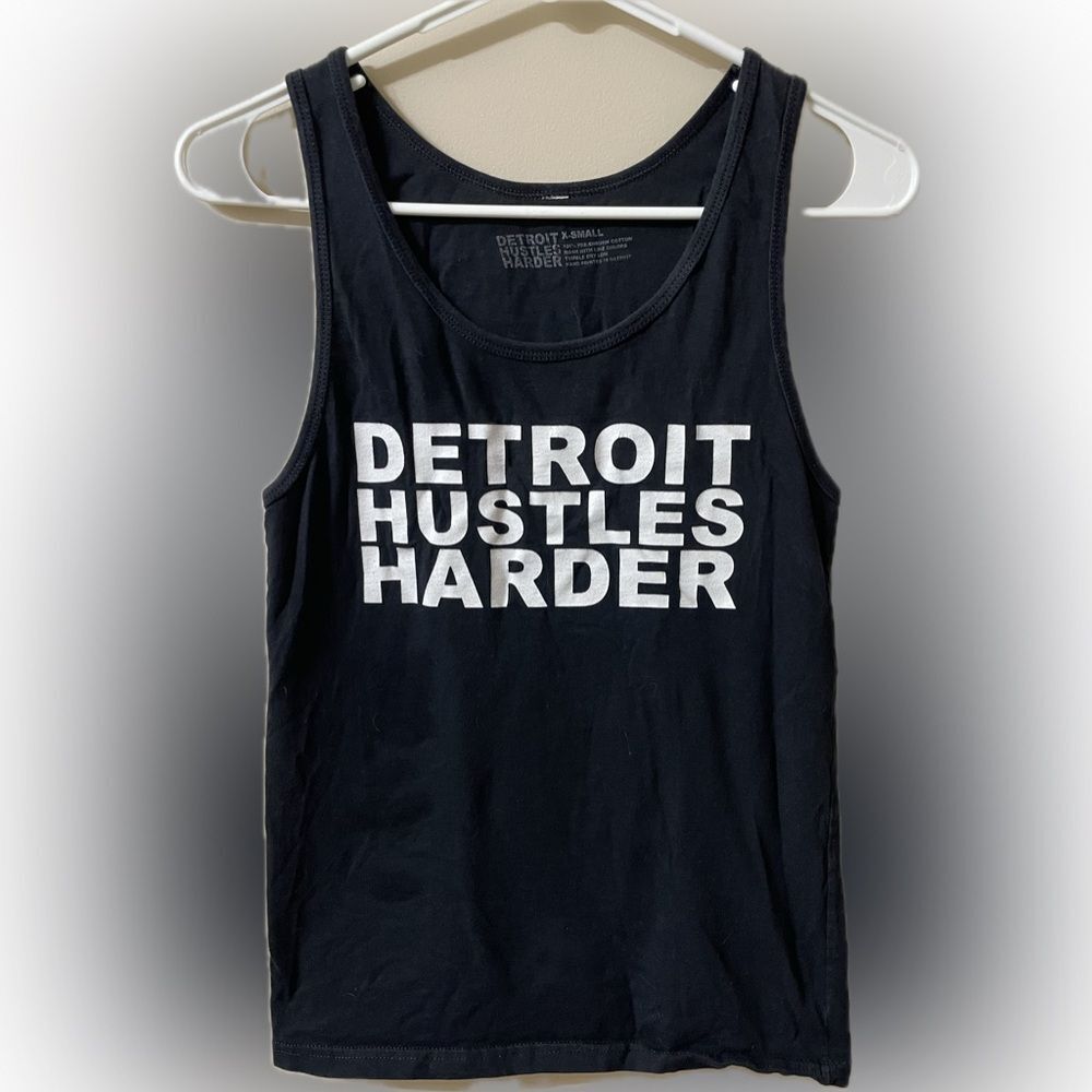 Detroit Hustles Harder Black Tank Top